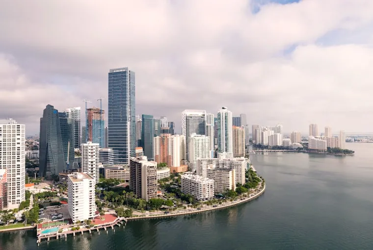 Miami skyline over the bay